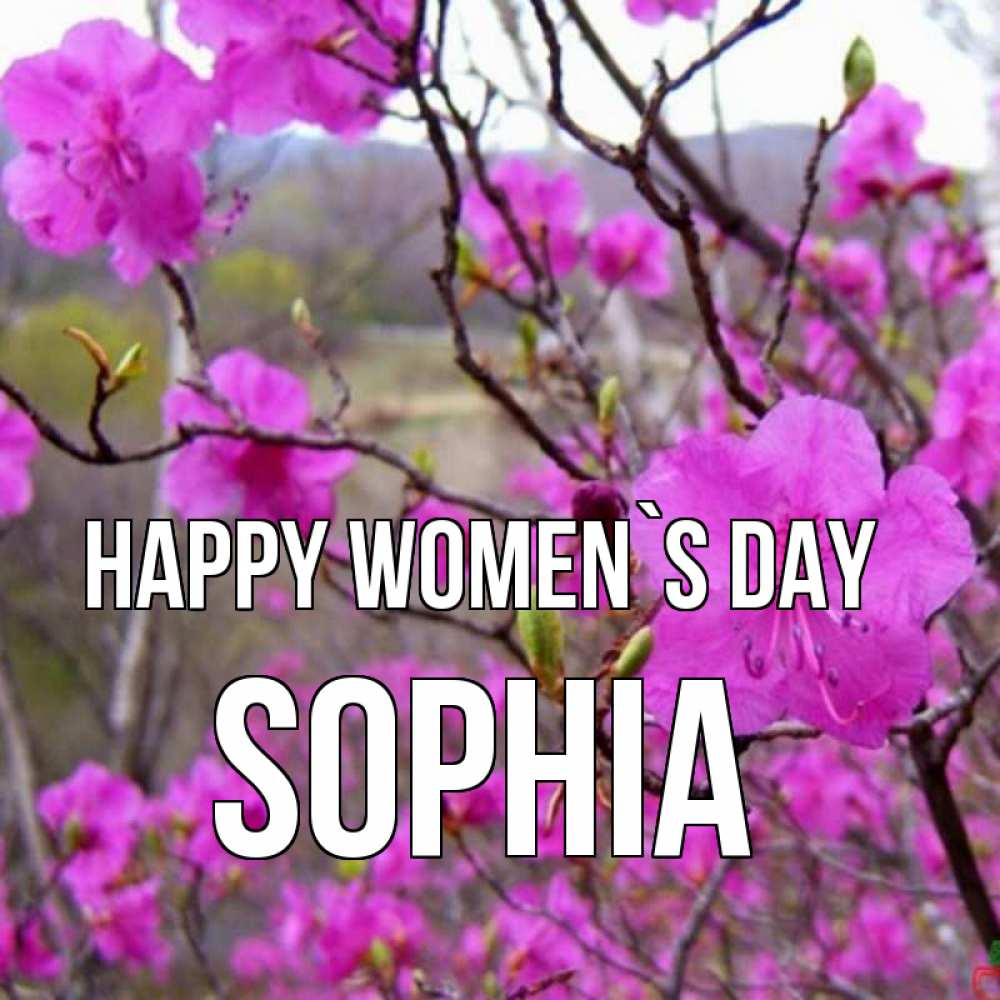 Greetings card с именем, Sophia happy women`s day международный женский день Greetings with text for free download 